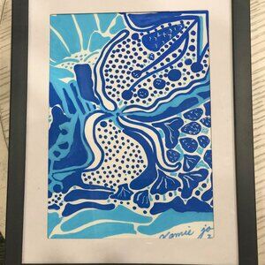 Southern Blues Painting Original 5x7 Inches with Black Frame